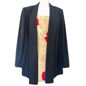Calvin Klein Black Open Front Blazer Women’s Small Oversized Career Office Chic
